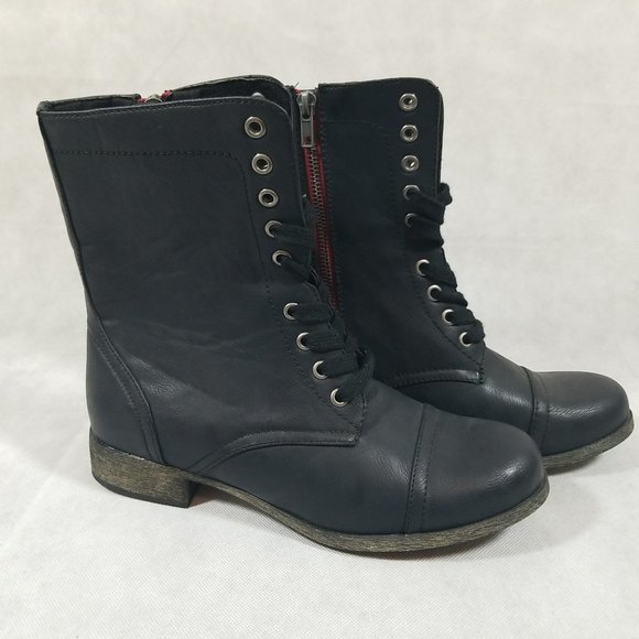MIA Womens Size 9 Lace Up Heeled Combat Boots Black - Picture 3 of 6